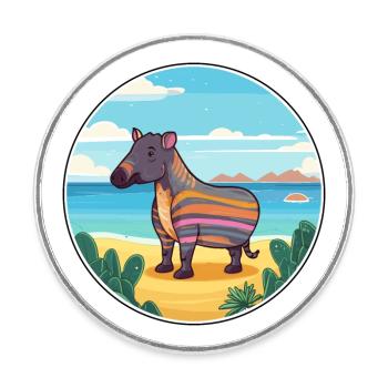 Tapir Aquarell Cartoon Kawaii Clipart Tier - Runder Kühlschrankmagnet - Weiß - Vorne
