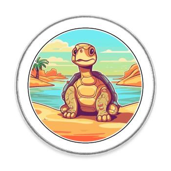 Schildkröte Aquarell Cartoon Kawaii Clipart Tier - Runder Kühlschrankmagnet - Weiß - Vorne