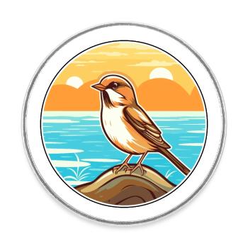 Spatz Aquarell Cartoon Kawaii Clipart Tier - Runder Kühlschrankmagnet - Weiß - Vorne
