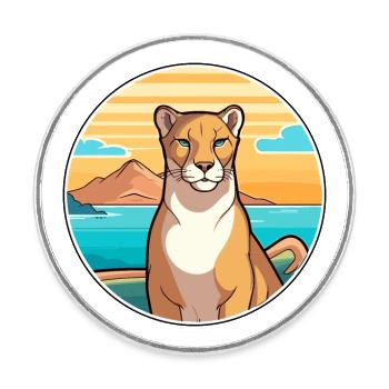 Aquarell Cartoon Kawaii Clipart Tier - Runder Kühlschrankmagnet - Weiß - Vorne