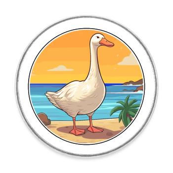 Gans Aquarell Cartoon Kawaii Clipart Tier - Runder Kühlschrankmagnet - Weiß - Vorne