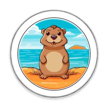 Gopher Aquarell Cartoon Kawaii Clipart Tier - Runder Kühlschrankmagnet - Weiß - Vorne