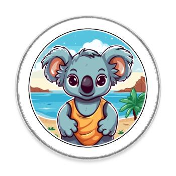 Koala Aquarell Cartoon Kawaii Clipart Tier - Runder Kühlschrankmagnet - Weiß - Vorne
