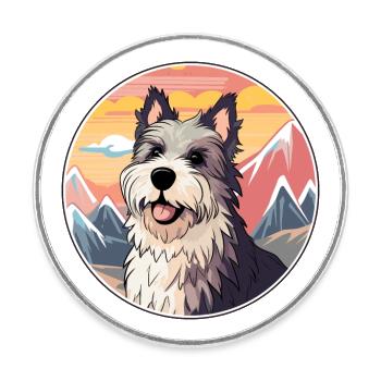 Chien Francais Dog Breed Cartoon Kawaii Watercolor - Round  fridge magnet - white - Front