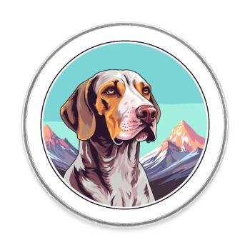 Burgos Pointer chien race dessin animé Kawaii aquarelle - Magnet rond - blanc - Devant