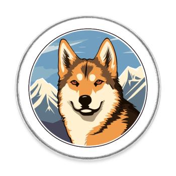 Dingo Hunderasse Karikatur Kawaii Aquarell - Runder Kühlschrankmagnet - Weiß - Vorne