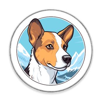 Danois Suédois Farmdog Race Cartoon Kawaii Wa - Magnet rond - blanc - Devant