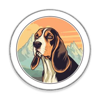 Chien courant estonien race chien dessin animé Kawaii aquarelle - Magnet rond - blanc - Devant