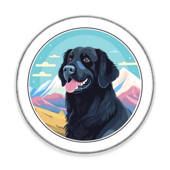 Plat enduit Retriever chien race dessin animé Kawaii Wat - Magnet rond - blanc - Devant