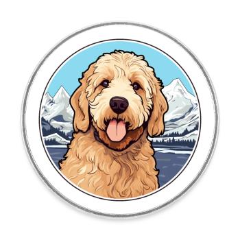 Goldendoodle Hunderasse Cartoon Kawaii Aquarell - Runder Kühlschrankmagnet - Weiß - Vorne