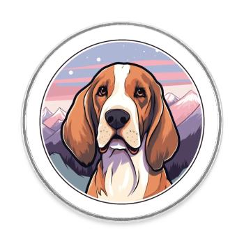 Lettische Hunderasse Cartoon Kawaii Aquarell - Runder Kühlschrankmagnet - Weiß - Vorne