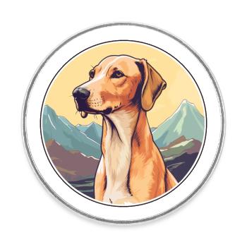 Vieux lévrier croate race de chien dessin animé Kawaii W - Magnet rond - blanc - Devant
