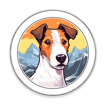 Glatter Foxterrier Hunderasse Cartoon Kawaii Waterc - Runder Kühlschrankmagnet - Weiß - Vorne