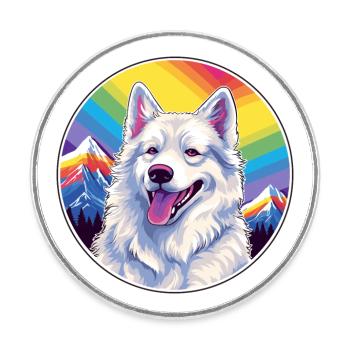 Berger Blanc Suisse Race De Chien Cartoon Kawaii Eau - Magnet rond - blanc - Devant