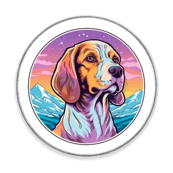 Bruno Jura Hound Dog Breed Cartoon Kawaii Watercol - Round  fridge magnet - white - Front