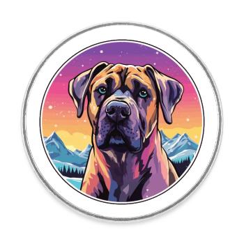 Perro de Presa Canario Hunderasse Cartoon Kawaii Wa - Runder Kühlschrankmagnet - Weiß - Vorne