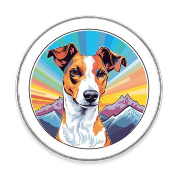 Glatter Foxterrier Hunderasse Cartoon Kawaii Waterc - Runder Kühlschrankmagnet - Weiß - Vorne