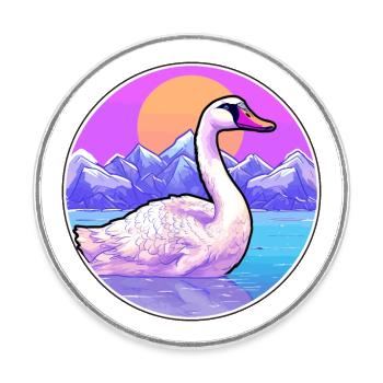 Gans Aquarell Cartoon Kawaii Haustier Tier Farbefu - Runder Kühlschrankmagnet - Weiß - Vorne