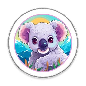 Koala Aquarell Karikatur Kawaii Haustier Tier Farbefu - Runder Kühlschrankmagnet - Weiß - Vorne