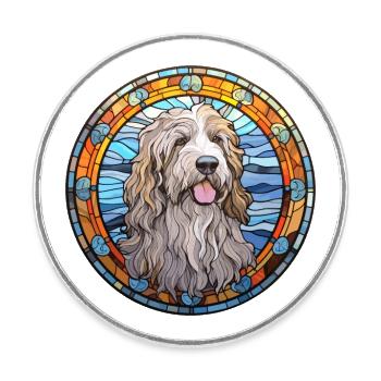 Bergamasco Schäferhund Rasse Buntglas Colorf - Runder Kühlschrankmagnet - Weiß - Vorne