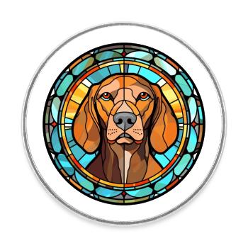 Cao De Seo Miguel Dog Breed Stained Glass Colorful - Round  fridge magnet - white - Front
