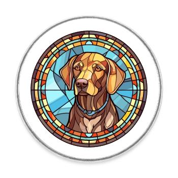 Burgos Pointer chien race vitrail coloré Wa - Magnet rond - blanc - Devant