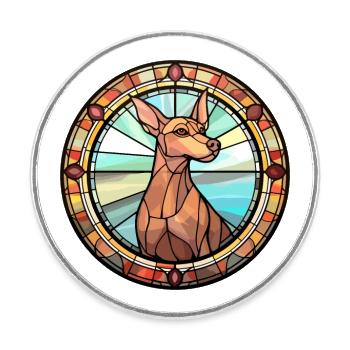 Cirneco Dell Etna Dog Breed Stained Glass Colorful - Round  fridge magnet - white - Front