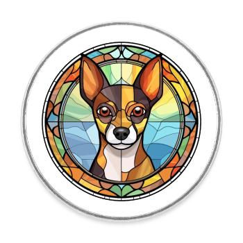 Decker Ratte Terrier Hunderasse Buntglas Colorfu - Runder Kühlschrankmagnet - Weiß - Vorne