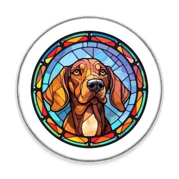 Lévrier allemand chien race vitrail coloré Wate - Magnet rond - blanc - Devant