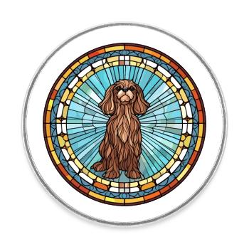 Griffon Nivernais Hunderasse Buntglas Bunt - Runder Kühlschrankmagnet - Weiß - Vorne