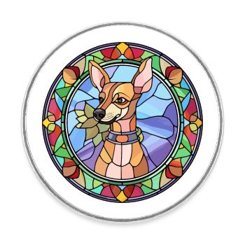 Peruvian Inca Orchid Dog Breed Stained Glass Color - Round  fridge magnet - white - Front