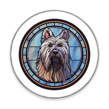 Skye Terrier chien race vitrail coloré Wate - Magnet rond - blanc - Devant