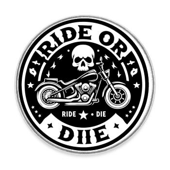Ride or die - Round  fridge magnet - white - Front