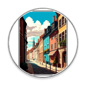 Dijon Frankreich Vintage Reiseposter WPA Souvenir - Runder Kühlschrankmagnet - Weiß - Vorne