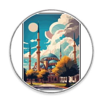 Edirne Türkei Vintage Reiseposter WPA Souvenir - Runder Kühlschrankmagnet - Weiß - Vorne