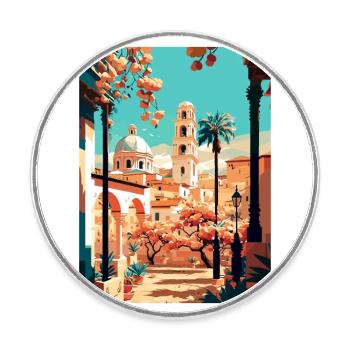 Cordoue Espagne Vintage voyage affiche WPA Souvenir - Magnet rond - blanc - Devant
