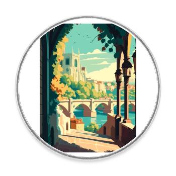 Avignon Frankreich Vintage Reiseposter WPA Souvenir - Runder Kühlschrankmagnet - Weiß - Vorne
