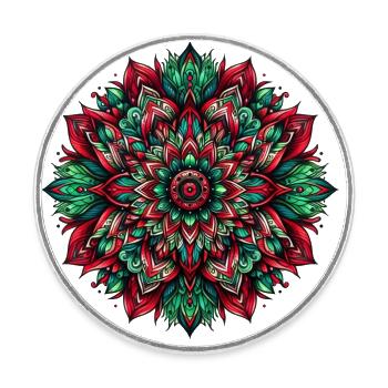 Mandala Harmony vert rouge - Magnet rond - blanc - Devant