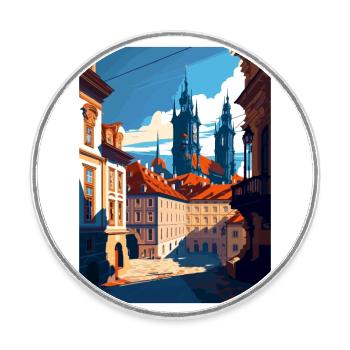 Prag Tschechische Republik Vintage Reiseposter WPA - Runder Kühlschrankmagnet - Weiß - Vorne