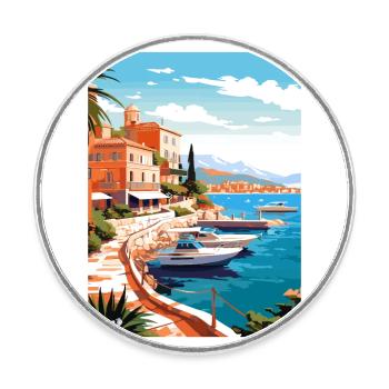 Côte D Azur France Vintage voyage affiche Souvenir - Magnet rond - blanc - Devant