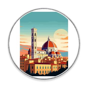 Florence Italie Décoration Vintage Voyage Affiche - Magnet rond - blanc - Devant