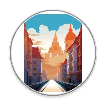 Prag Tschechische Republik Vintage Reiseposter WPA - Runder Kühlschrankmagnet - Weiß - Vorne