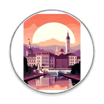 Prag Tschechische Republik Vintage Reiseposter WPA - Runder Kühlschrankmagnet - Weiß - Vorne