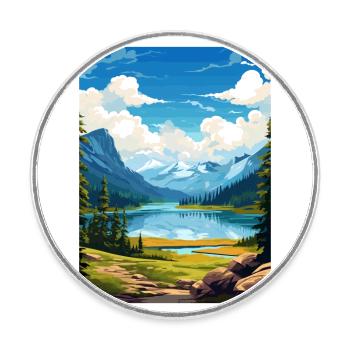 ecrins National Park France Vintage Travel Poster - Round  fridge magnet - white - Front