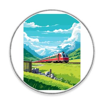 Glacier Express Schweiz Vintage Reiseplakat - Runder Kühlschrankmagnet - Weiß - Vorne