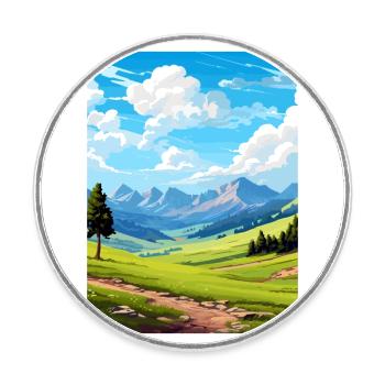 Mercantour National Park France Travel Poster - Round  fridge magnet - white - Front