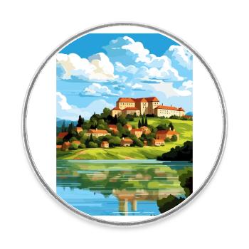 Château de Ptuj Slovénie Lac Bled Affiche de voyage - Magnet rond - blanc - Devant