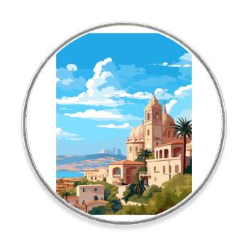 Alicante Spanien Vintage Reiseposter WPA Souvenir - Runder Kühlschrankmagnet - Weiß - Vorne