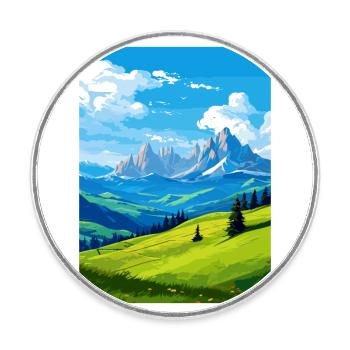 Dolomites, Alpes dolomitiques, Dolomites, Italie - Magnet rond - blanc - Devant