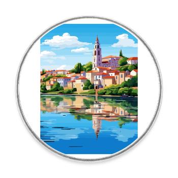 Tomar Portugal Vintage voyage affiche WPA Souvenir - Magnet rond - blanc - Devant